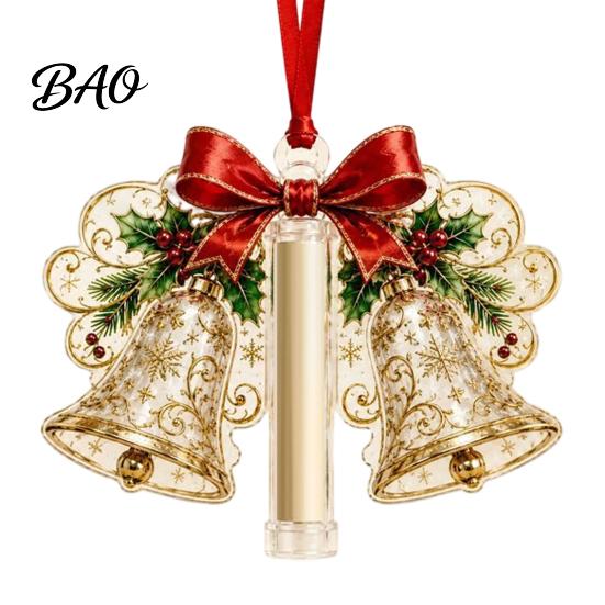Clear Money Holder Capsule Christmas Cash Gift Ornament, Acrylic Holder, Funny Xmas Tree/Bow/Santa/Bell Shaped Hanging Decoration for Tree,