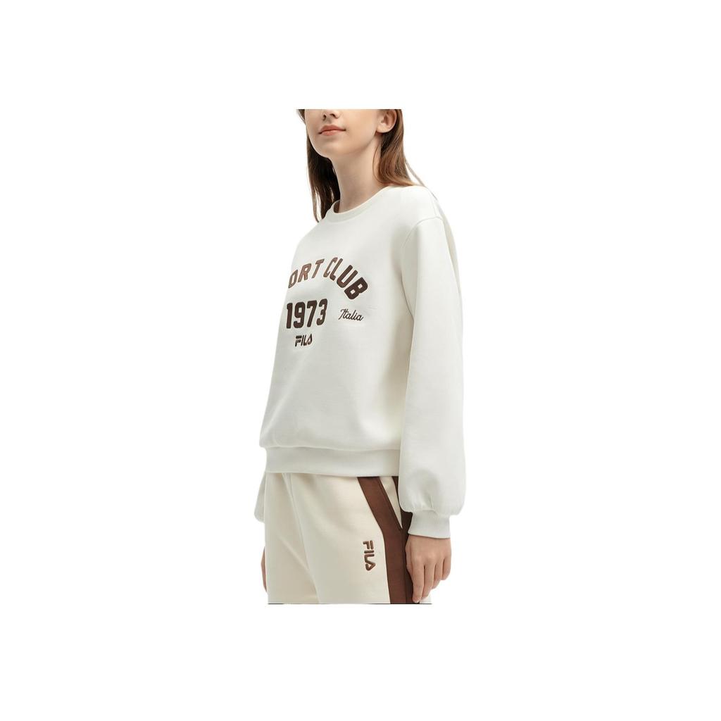 Fila Casual Comfortable Knitted Letter Pullover American Sweatshirt Women Sweatshirt Cloud-Mushroom-White F11W419202F-WT