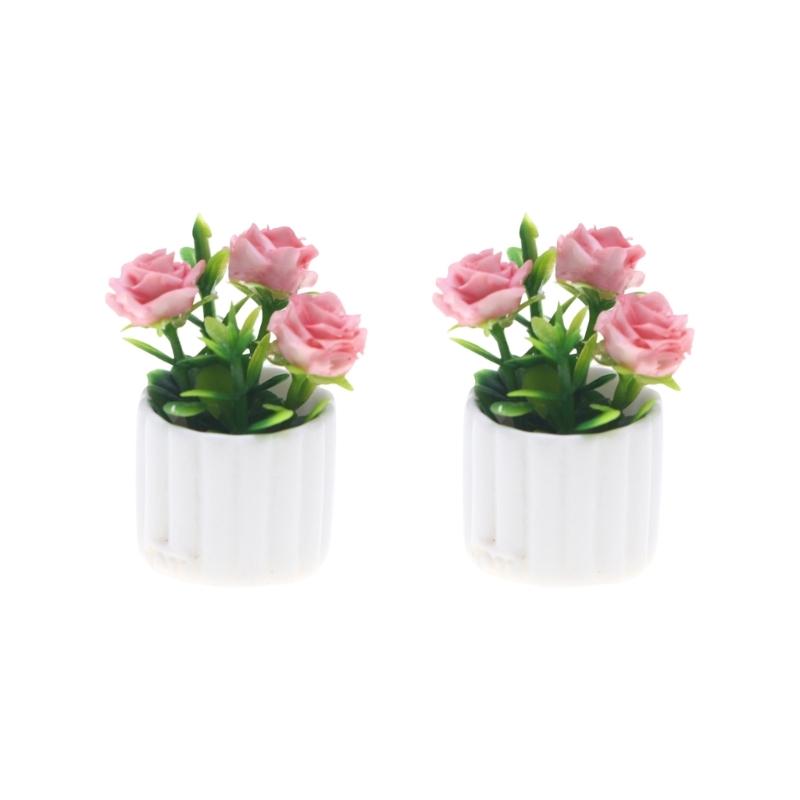 1/12 Miniature Artificial Potted Plant For Doll House Decoration Realistic Plastic Greenery Scene Display Accessories