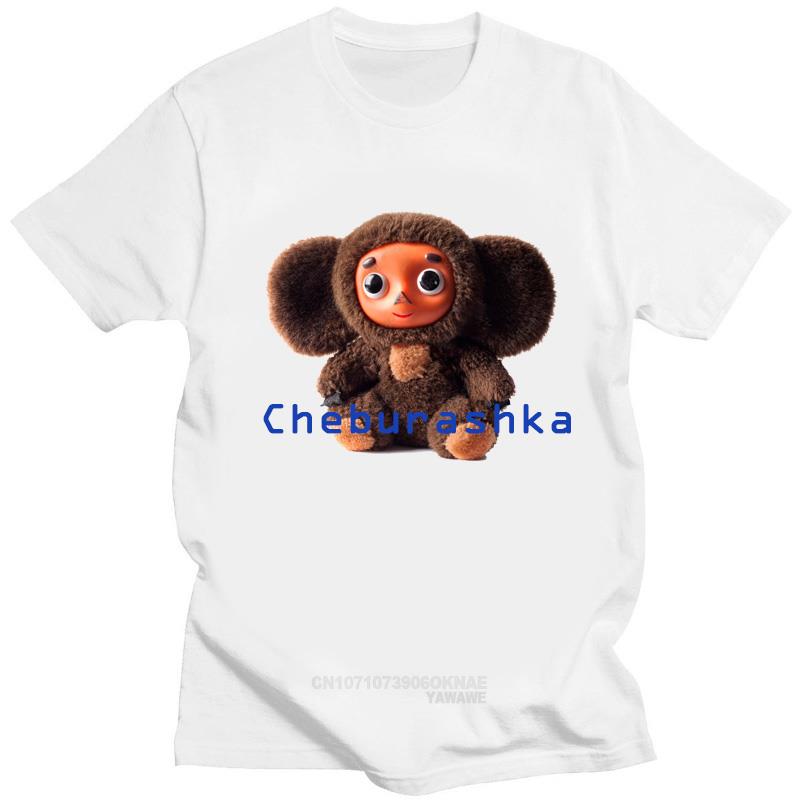 

Russian Cartoon Cheburashka Print Funny T Shirt Women Men Summer Chebu Russia Tops Female Gift Casual Clothes S