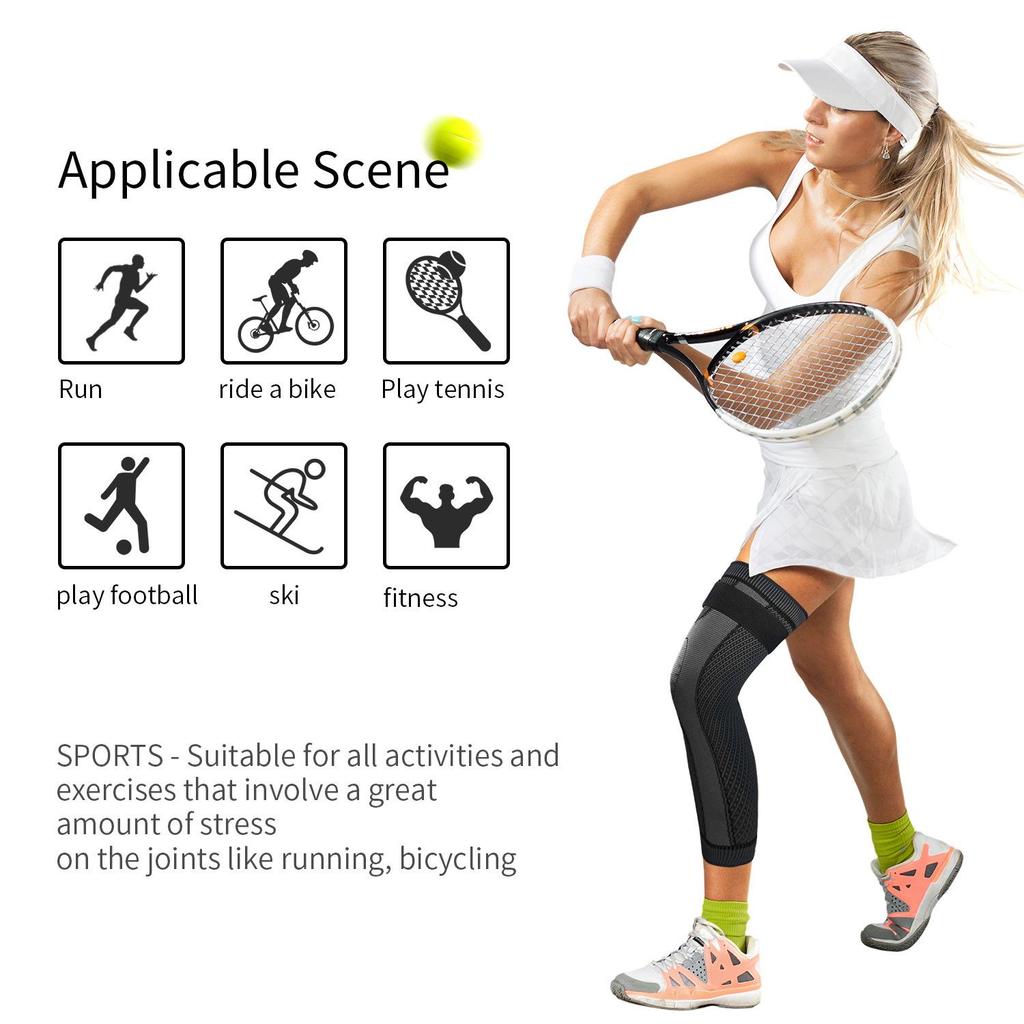 OLIKEI Bandage Compression Knee Sleeve Full Leg Knee Pads Elastic Knee Brace Sports Warm Long Knee Support for Basketball Running Fitness