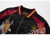 Herren Retro Baseballjacke mit Koi & Floralstickerei - Chinesischer Stil B002