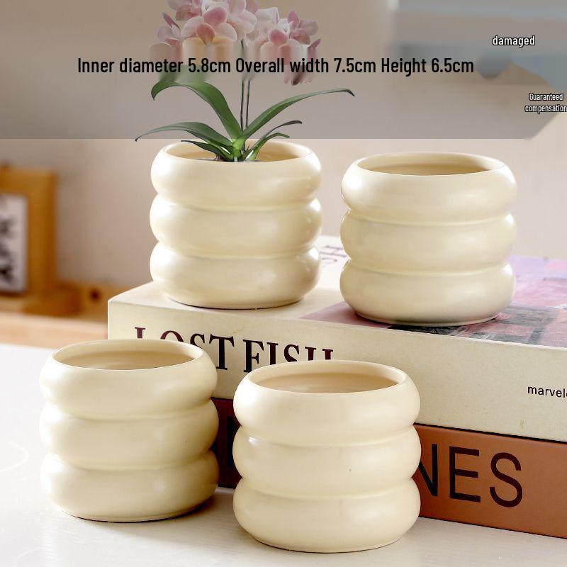 Ceramic Flower Pot with Tray for Orchids and Succulents
