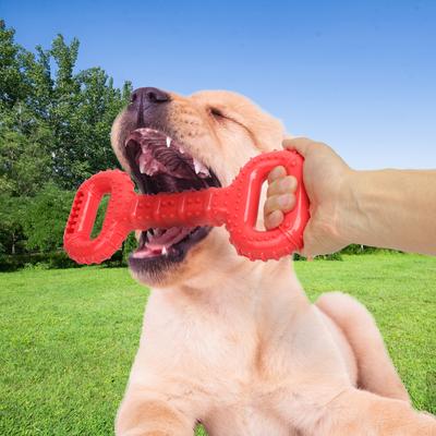 New Dog Toy Double Handle Dog Leaking Food Toy Sound Dog Grinding Teeth Cleaning Pet Products