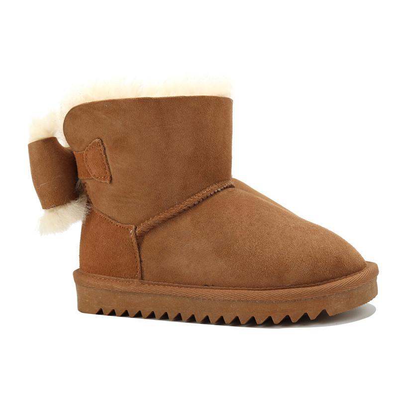 New Warm 2024 New Real Sheepskin Handmade Waterproof Girls Boots Winter Fur Warm Kids Snow Boots For Girls Brand Children Shoes