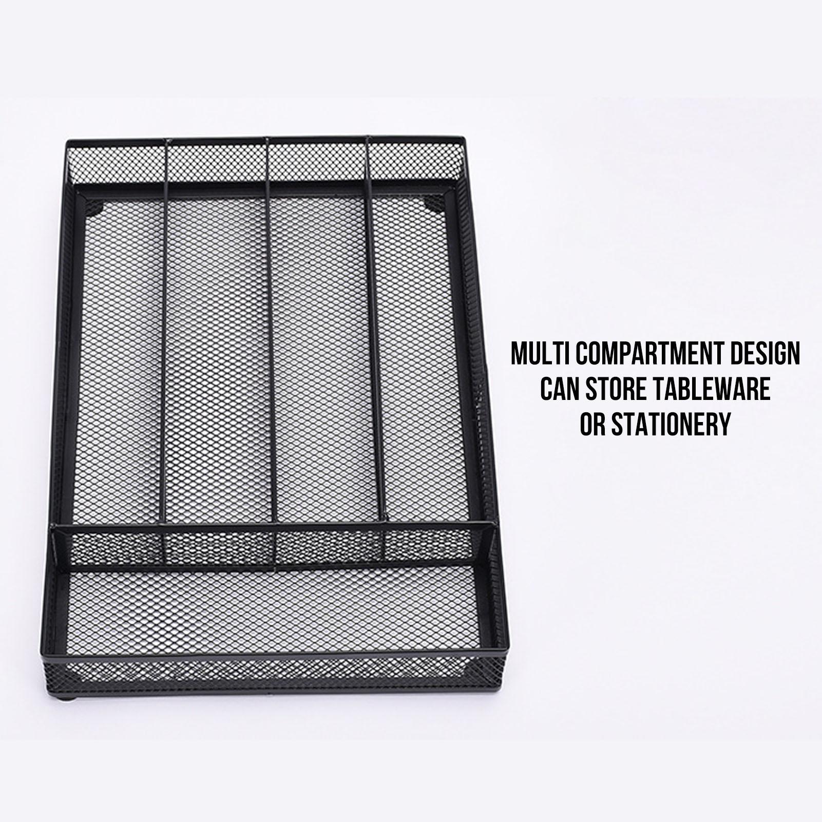 Konnwei Kitchen Drawer Carbon Steel Anti Slip Mesh Wire Utility Cutlery Tray Silverware Flatware Storage Divider For Spoons Forks