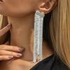 Fashion Long Aluminum Mesh Chain Fringed Stud Earrings, Exaggerated Geometric Metal Sequins Za Earrings For Women