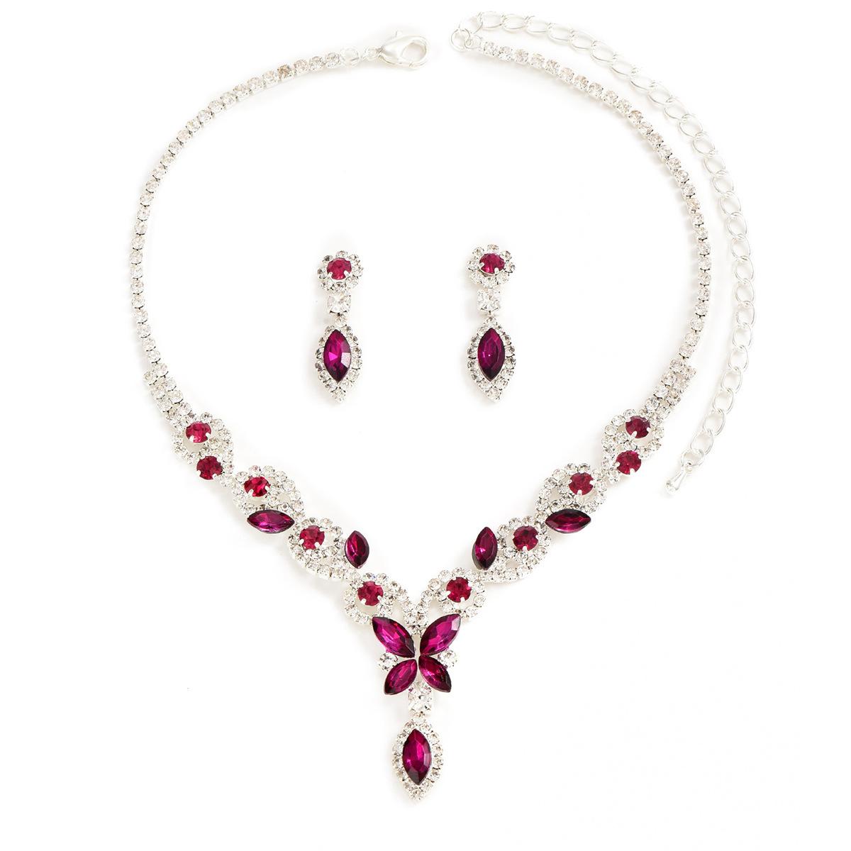 

BLINGBAY женский комплект ювелирных изделий, милые романтические модные свадебные аксессуары, серьги, ожерелье, комплект, хрустальная бабочка для девочек, современные ювелирные изделия, подарок фиолетовый