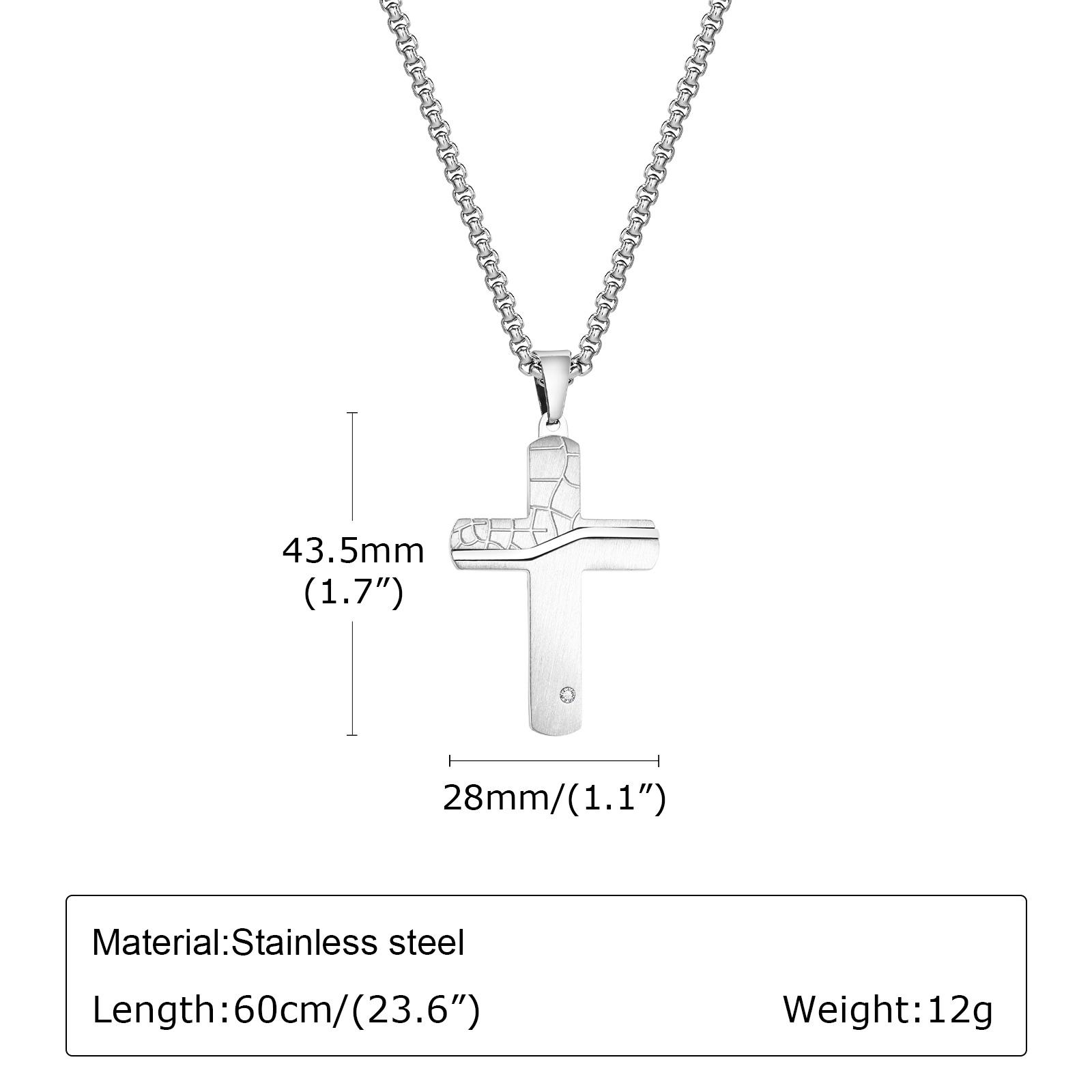 Creative Shaped Cross Necklace for Men Boys,Stainless Steel Earth Crack Pendent Necklace,Cool Hiphop Jewelry