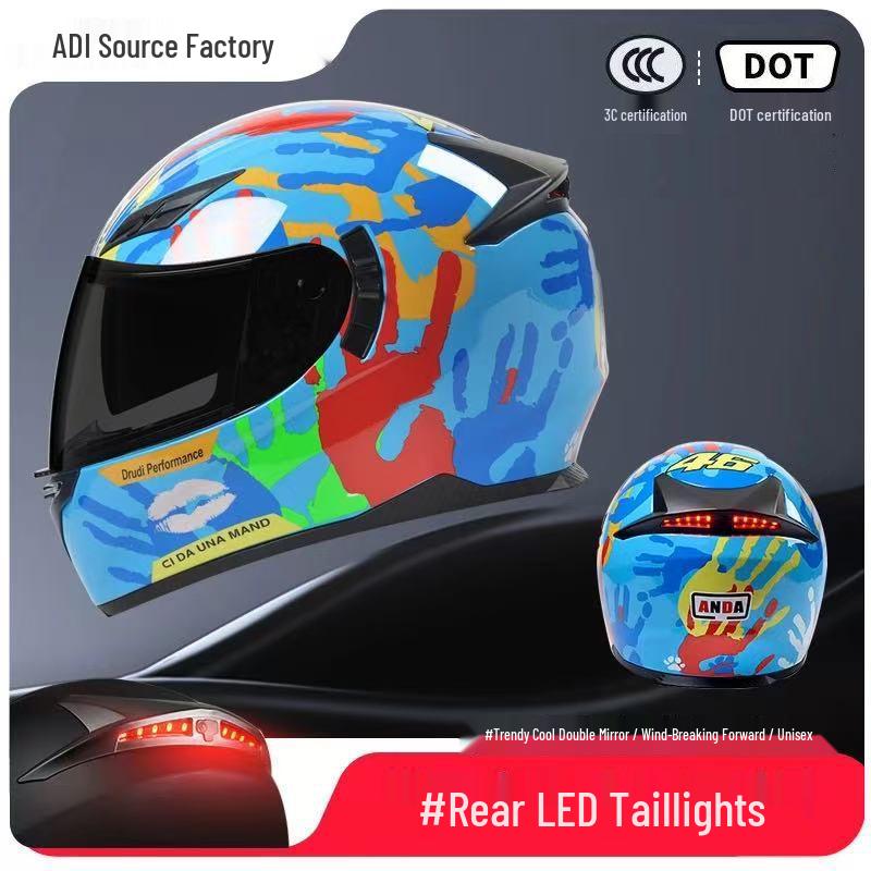3C Certified Full Face Motorcycle Helmet for Men & Women - All-Season, Trendy Autumn/Winter Design