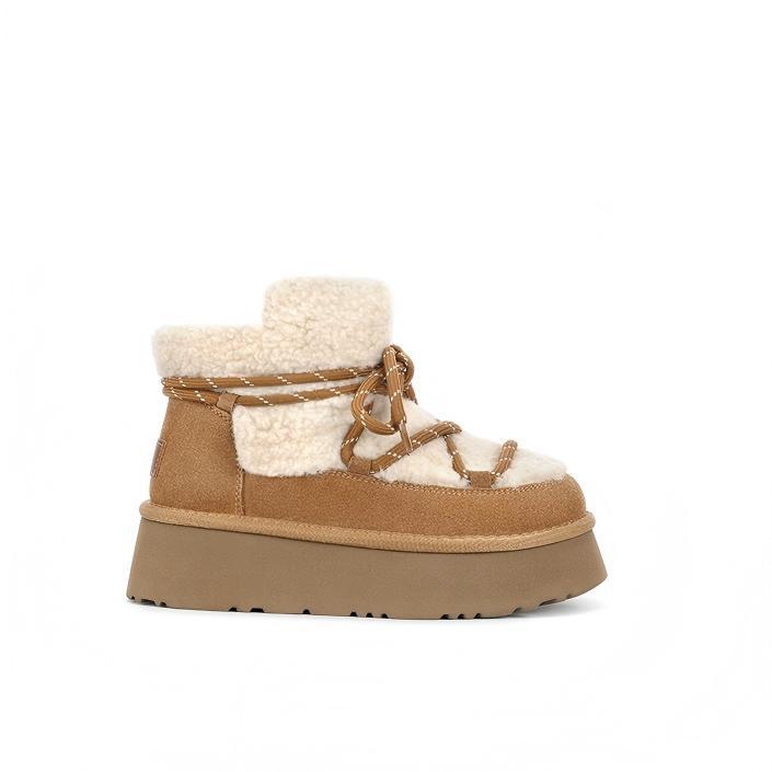 Fleece Straps Color Matching New Autumn and Winter Thick-soled Lamb Wool Short Boots Women's Snow Boots Cotton Shoes Women