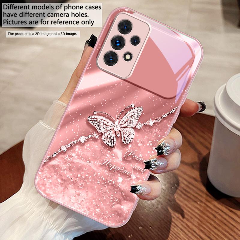 An elegant blue butterfly For Samsung A73 72 71 A70 56 55 54 A53 52 51 50 42 A35 A34 33 32 31 26 25 24 23 22 30 glass phone case