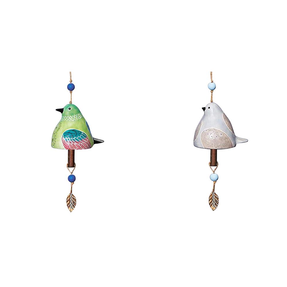 

FE# Cute Bird Bell Chimes Resin Hanging Rustic Wind Chime Housewarming Gift (Gre