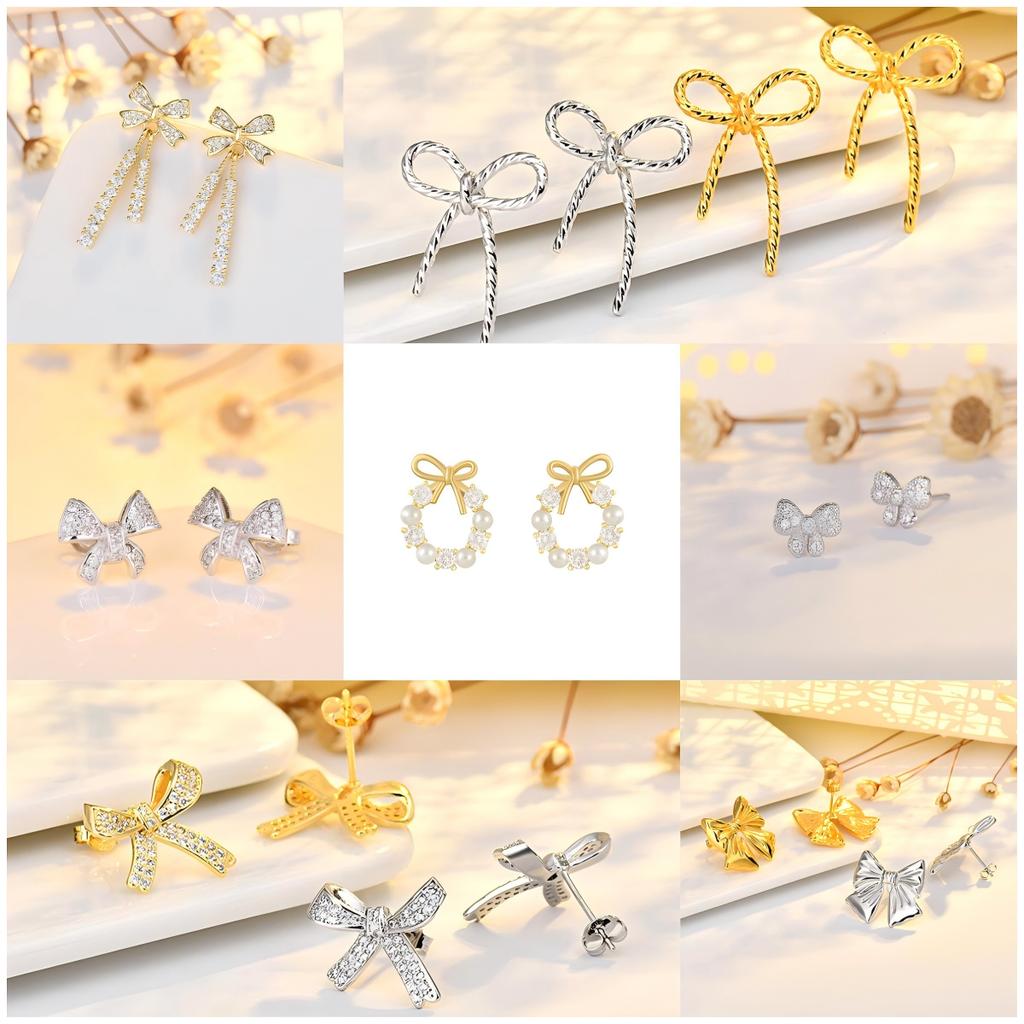 Delicate Three-dimensional Bow Earrings Female Fashion Small Earrings Tassel Earrings Niche Valentine's Day Simple Versatile Fashion Earrings Jewelry