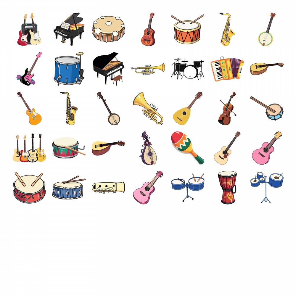 35 Stück Lustige Band-Aufkleber Bunte Musik-Schreibwaren-Aufkleber Graffiti-Abziehbilder für Gitarre DIY Skateboard Laptop Gepäck Dekoration