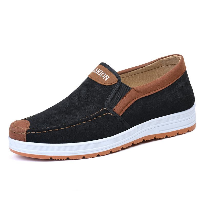 

Мужские старые пекинские тканевые туфли, весенние новые дышащие универсальные парусиновые туфли с одной педалью для отцов среднего и пожилого возраста 39 чёрный