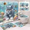 31Style 4Pcs Funny Shower Curtains Bathroom Curtain With Hooks Decor Waterproof Cat Dog 3d Bath 180*180cm Creative Personality Shower Curtain