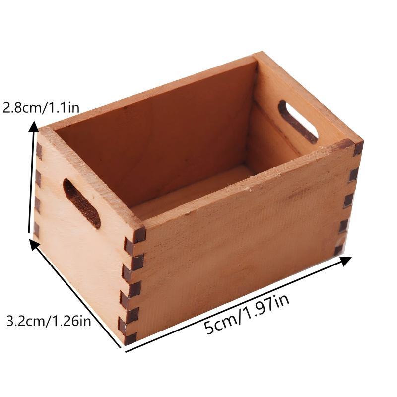 1/12 Dollhouse Mini Wooden Storage Basket Dollhouse Simulation Furniture Model Dolls House Micro Scene Decor Accessories