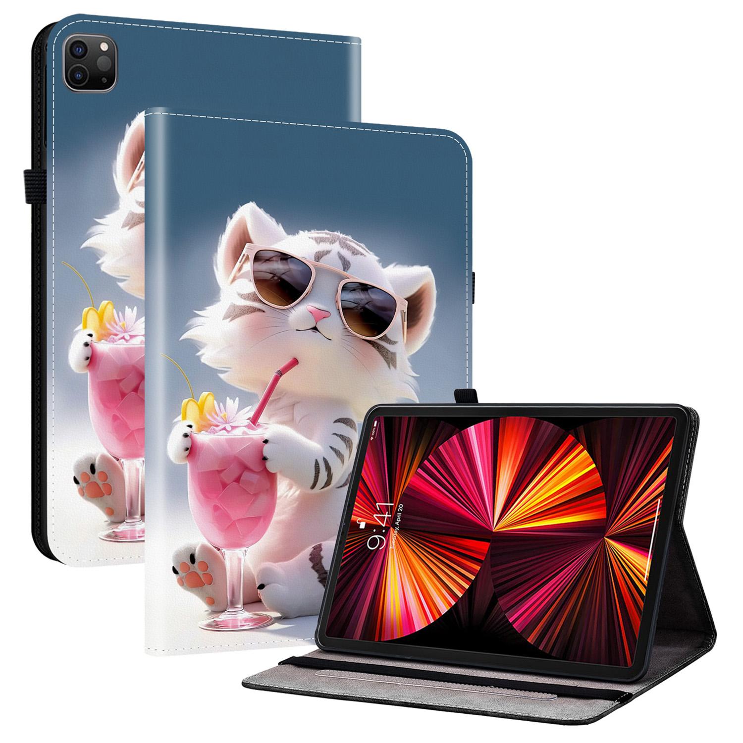 

Шкіряний чохол для iPad Air 11 (2025)/(2024)/Повітря (2022)/(2020)/Про 11 (2022) Чохол для планшета з принтом і відділеннями для карток Cartoon Tiger