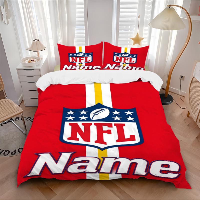 Personalized Nfl Soft Bedding 3 Piece Set HD Print Duvet Cover Pillowcases for Teens Adult Bedroom Decoration Christmas Gift C1035