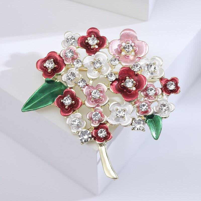 Blucome Creative Oil Dripping Zirconium Embroidered Brooch Women's Temperament Clothing Accessories Plant Series