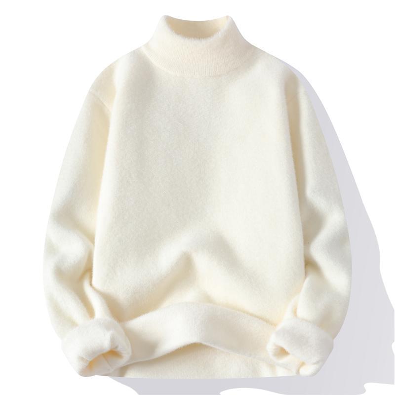 Autumn and winter men s fashionable semi-turtleneck bottoming sweater men s solid color versatile warm plush thickened sweater M