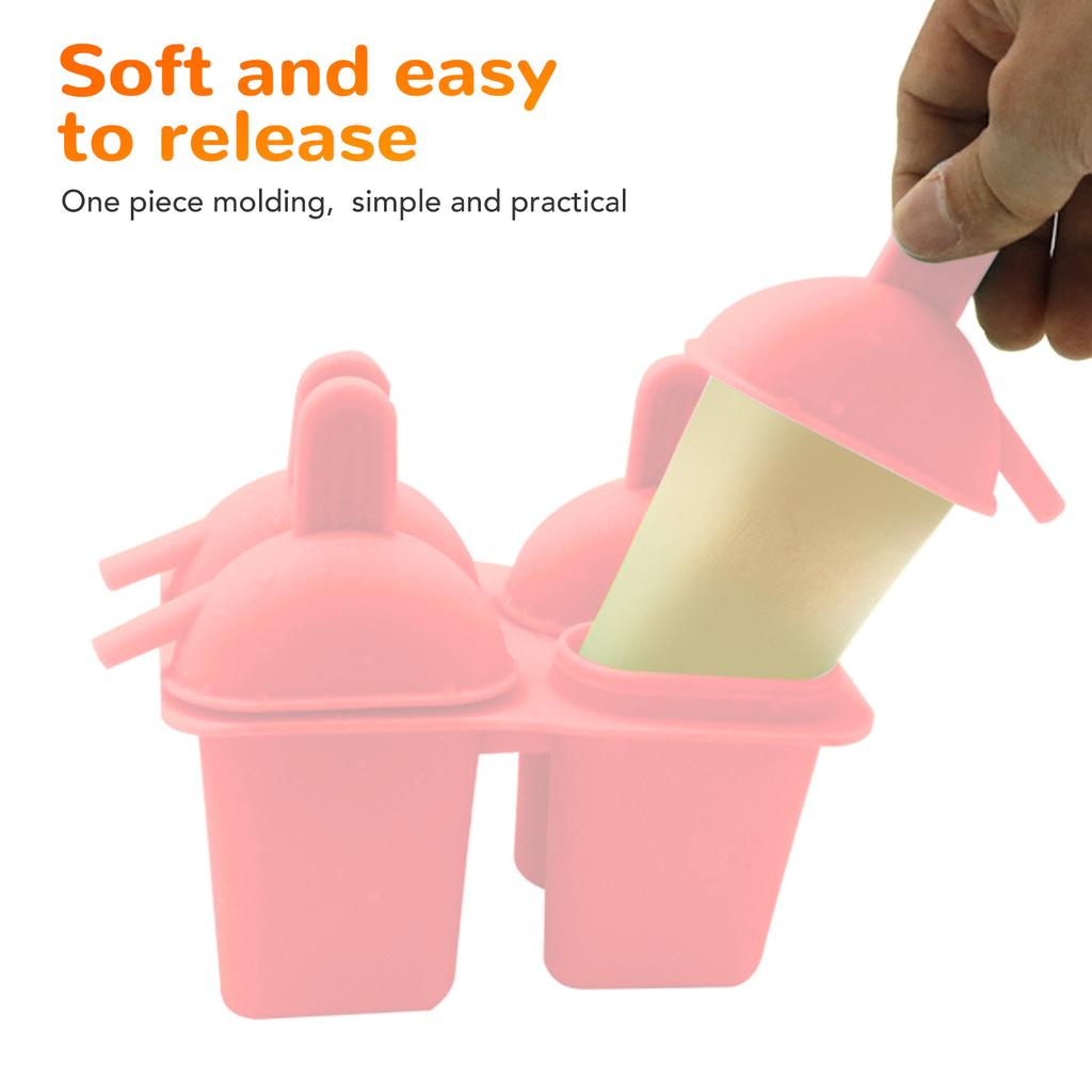 Eisform Silikon Praktisch Tragbar DIY Eis am Stiel Maker mit 50 Stielen für Haushalt Rosa