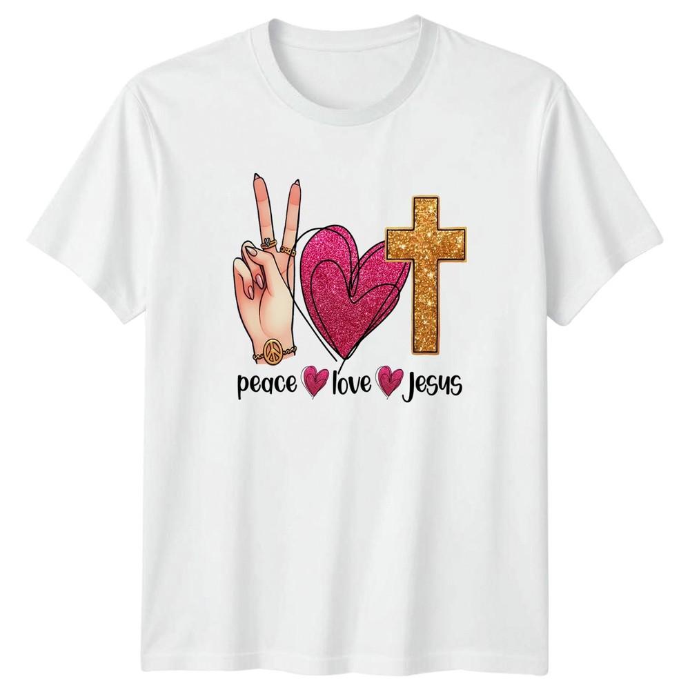 Peace Love Jesus Unisexs TShirt Faith Christian Christmas Gift For Her S