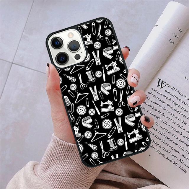 Nähmaschinenmuster Handyhülle Abdeckung Für iPhone 17 Air 16 15 14 Plus apple 16 11 12 13 Pro Max Hülle