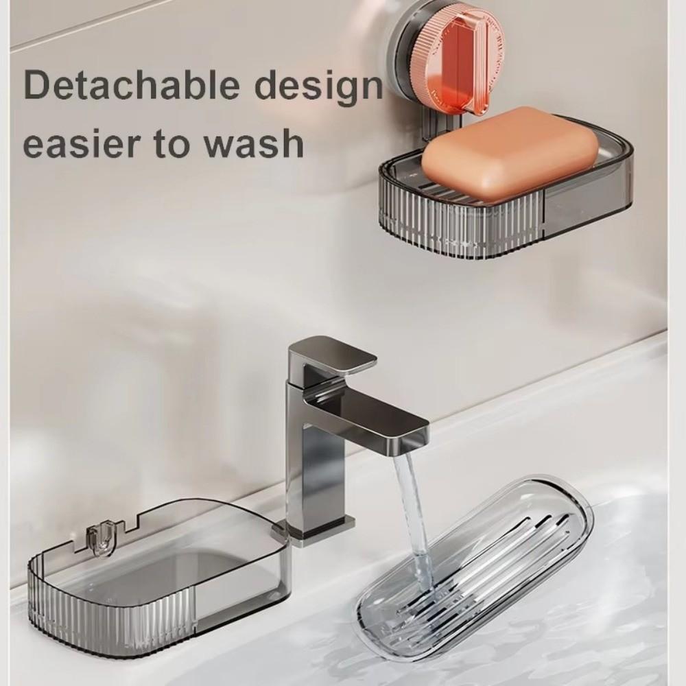 Portable Suction Cup Soap Box NO-Drilling Wall Mounted Soap Dish Holder Removable Soap Storage Rack For Bathroom Shower