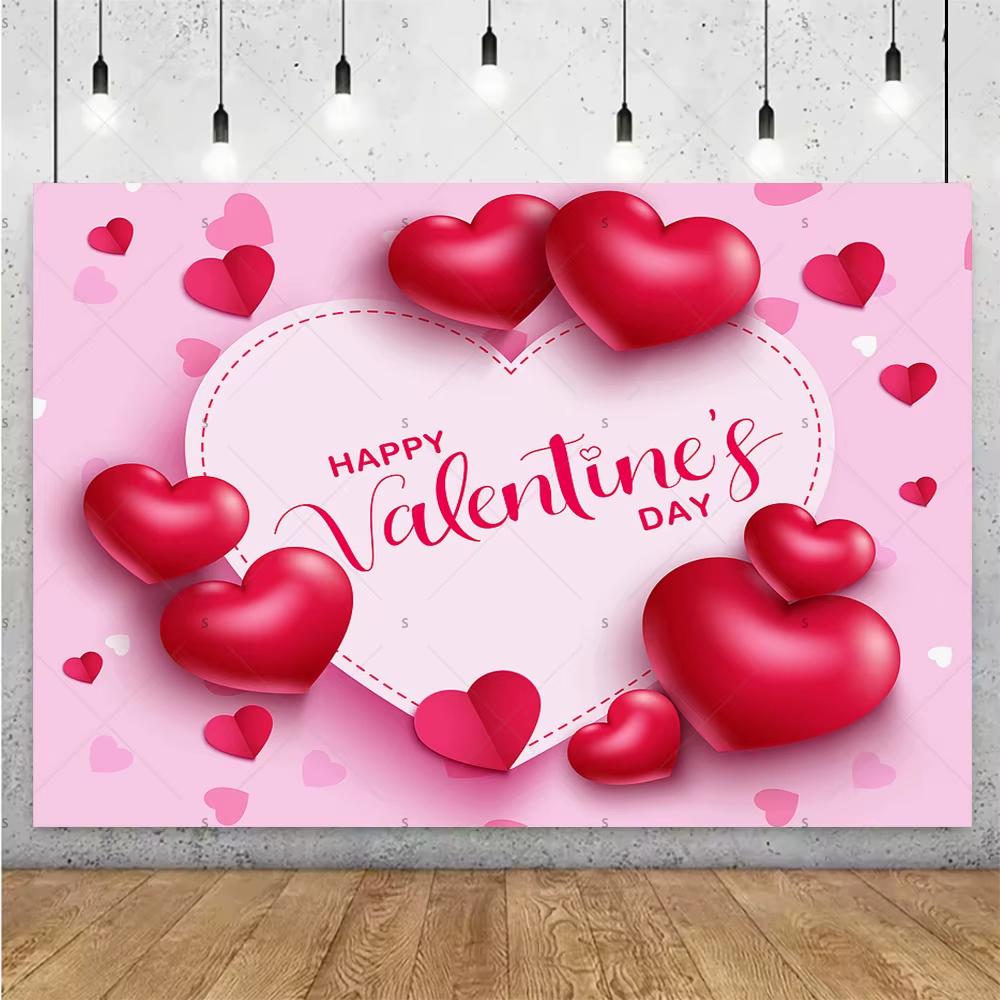 Balloon Red Love Heart Rose Background Happy Valentines Day Backdrop Supplies Valentines Day Party Decoration Photo Shoot Pro