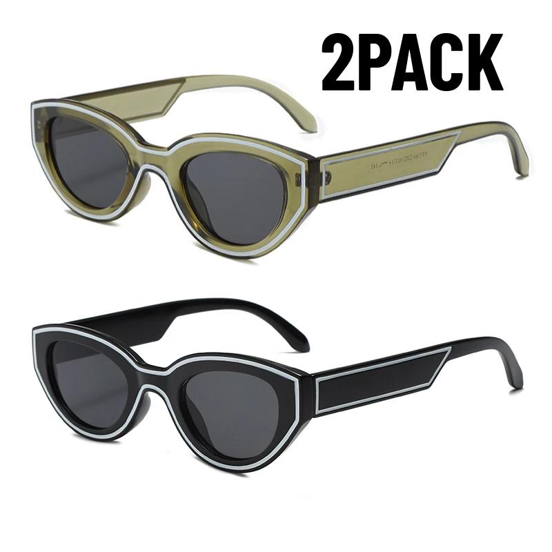 

1/2PACK Ellipse Sunglasses Women Men Vintage Designer Square Oval Shades UV400 Anti-glare Eyewear