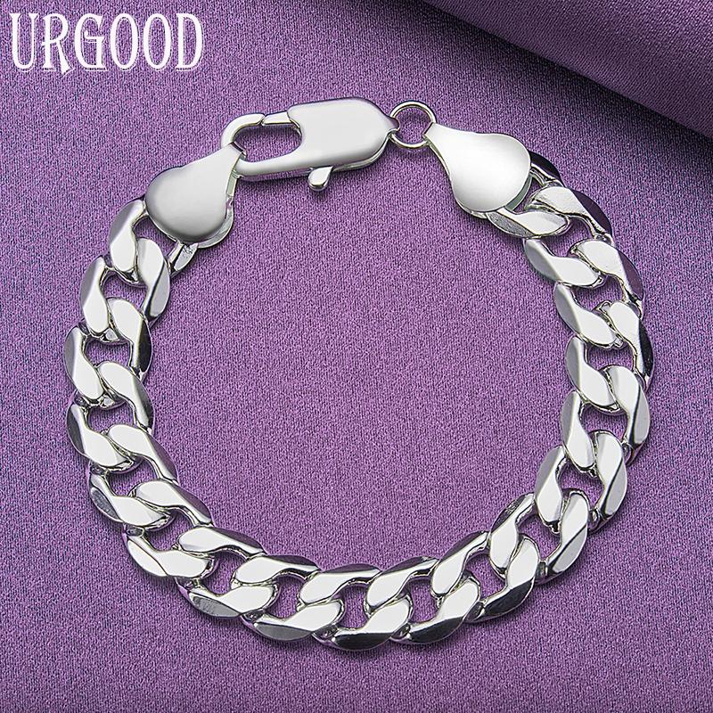 Modisches Armband aus 925er-Sterlingsilber mit 12 mm Seitenkette