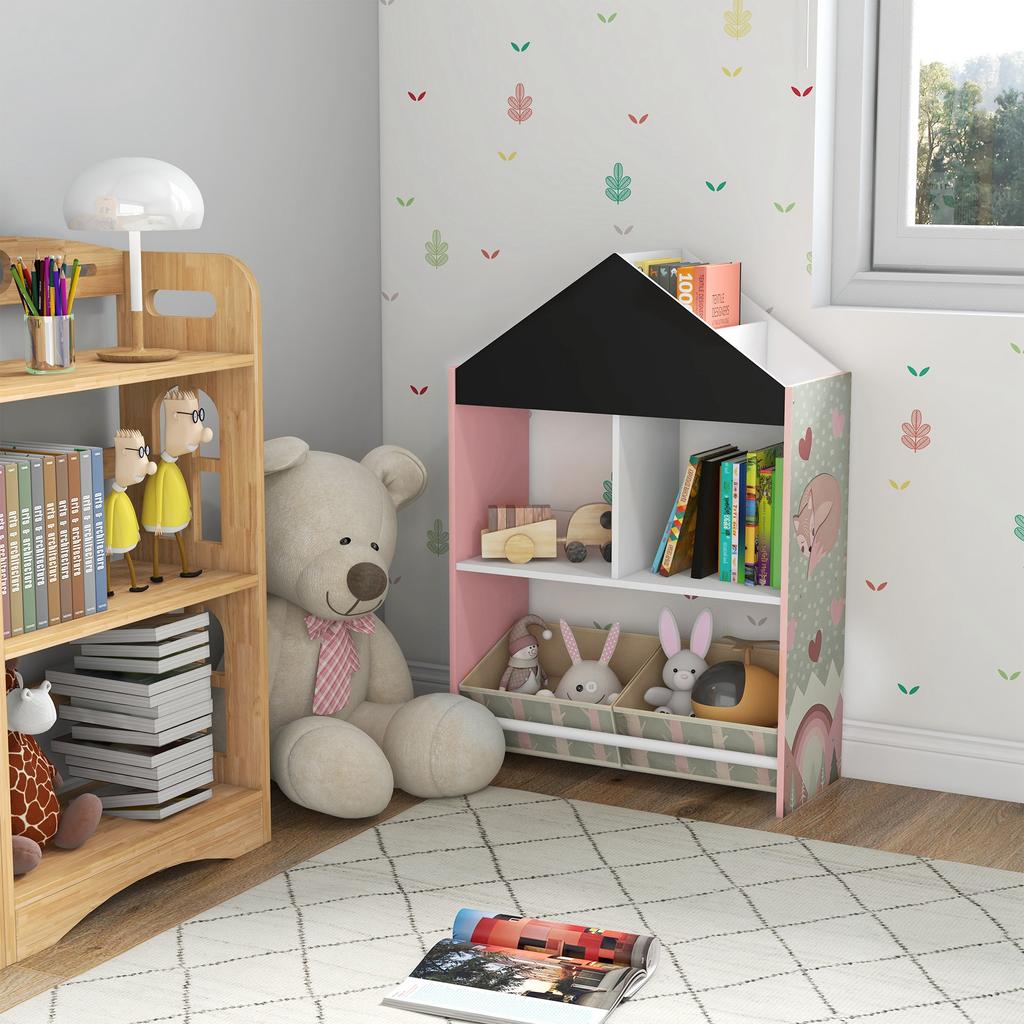 Children's Toy Storage Unit with Removable Shelves and Drawers. Pink