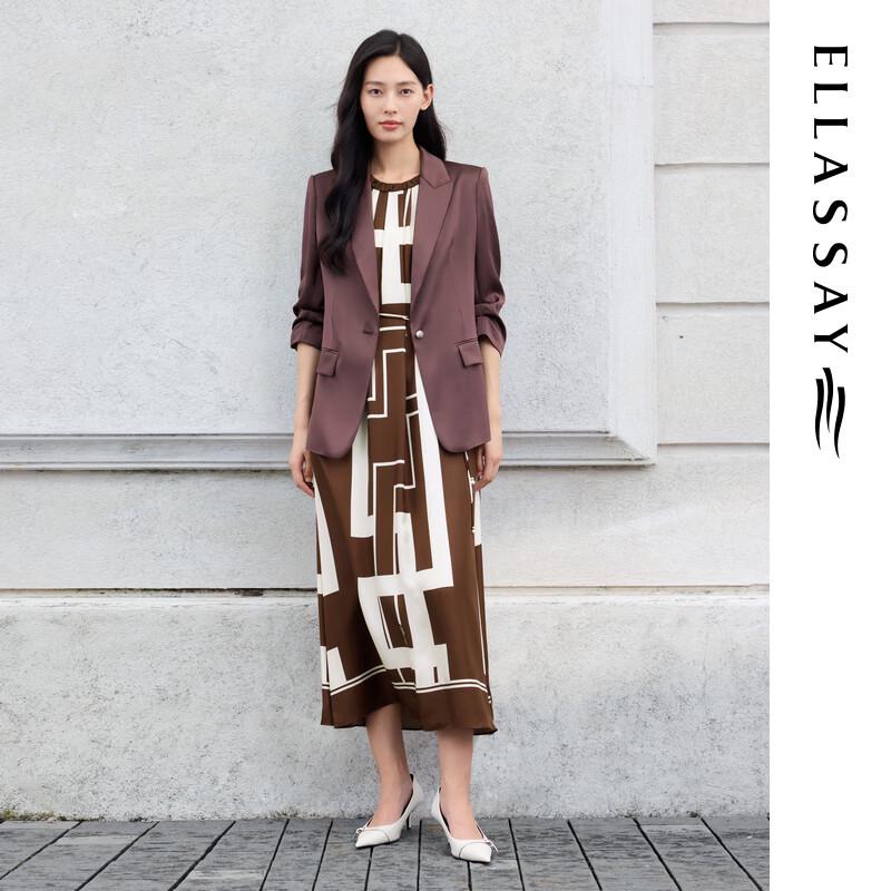 ELLASSAY Women's Geometric Print Silk Sleeveless Dress