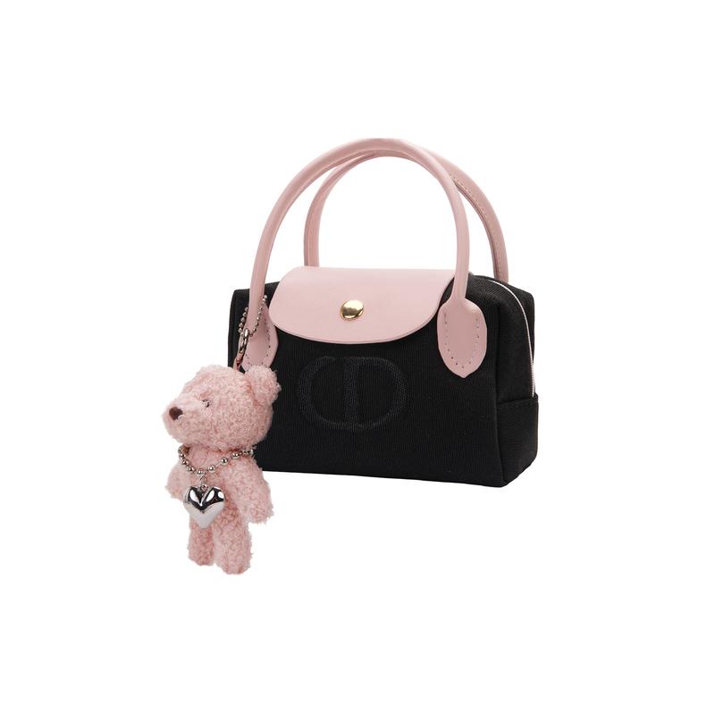 Dior [Personalisierte Kosmetiktasche] Leinwand Bic Bär Einfach Niedlich Vielseitig Täglich Tragbar Schwarze Handtasche Aufbewahrung