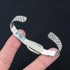 Natural Multi Fluorite Gemstone 925 Silver Bangle Leaf Adjustable For Women