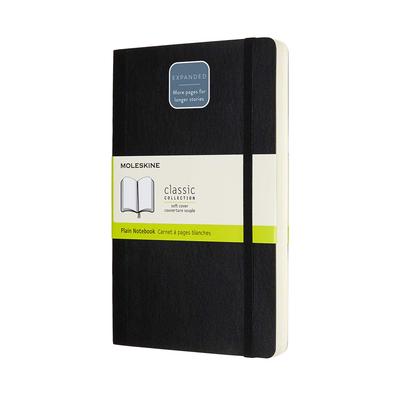 Moleskine Classic Expanded Notebook (400 Pages), Softcover, Plain, Large Size (13cm X 21cm), Black, QP618EXP