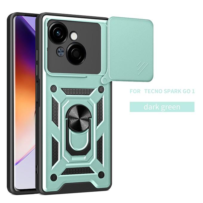Luxury Slide Camera Lens Case For Tecno Spark Go 1/ Pop 9 4G Shockproof Bumper Cover vehicle-mounted Magnetic Kickstand Cover