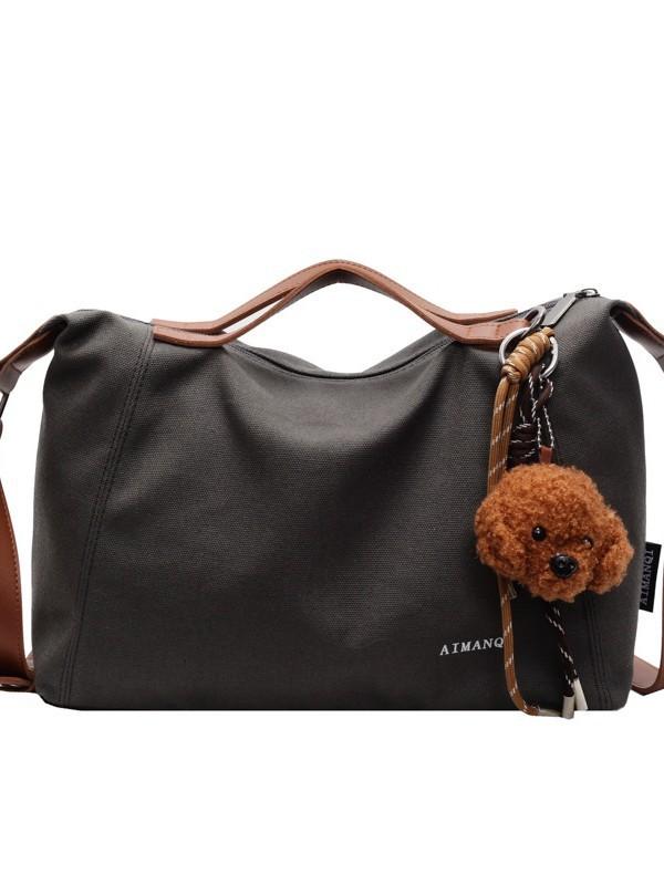 Canvas Shoulder Bag For Women With Large Capacity And Zip Closure For Daily Use