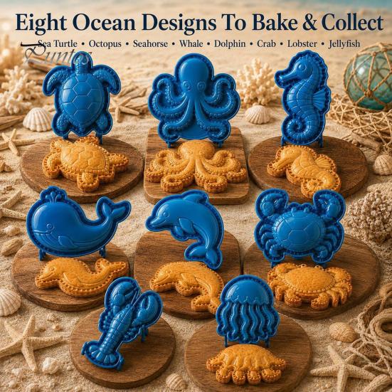 Dough Pocket Maker for Pastry Marine Animal Mini Pie Mold, Durable Non-stick Reusable Cutter, Decorative Interactive Baking Kits Children Hand
