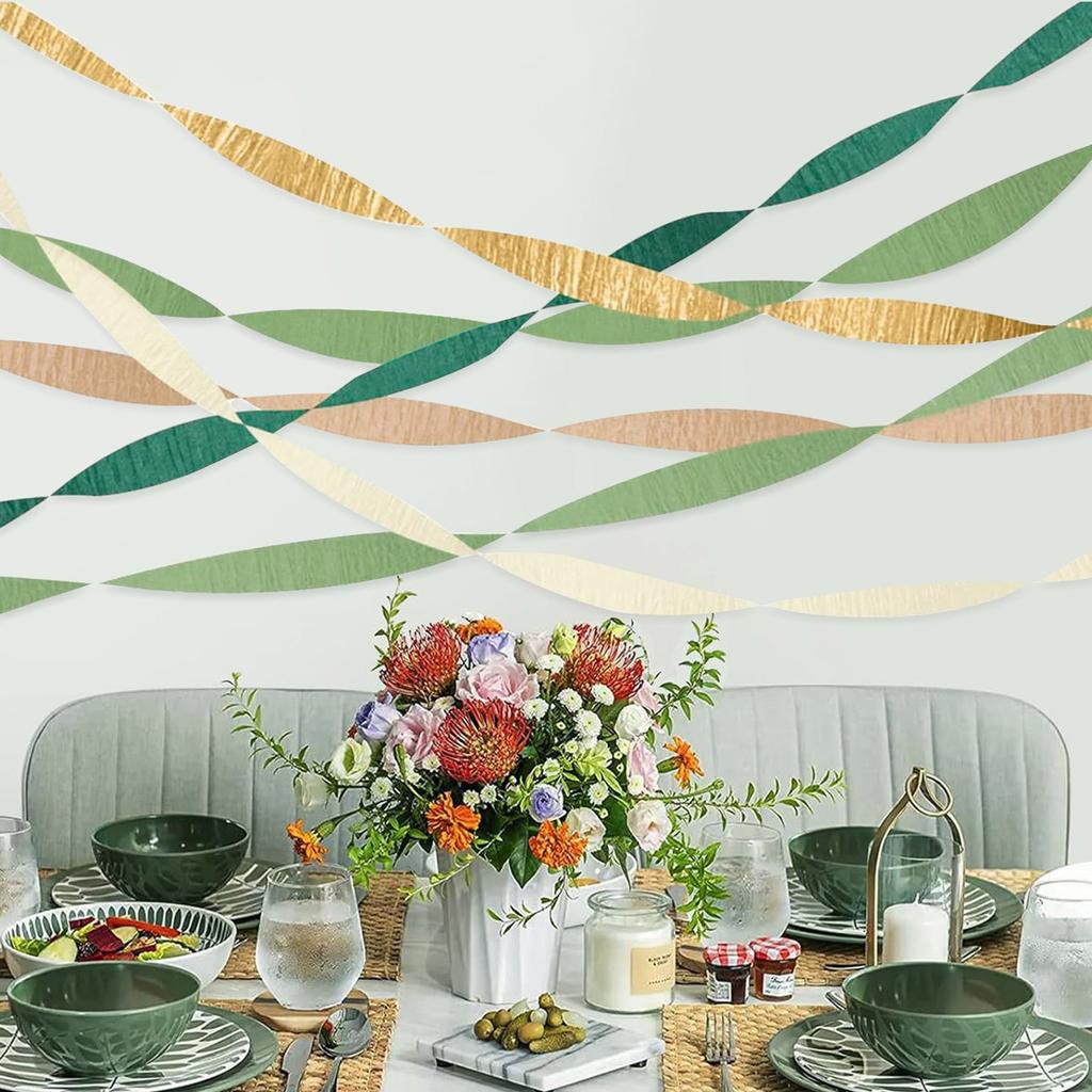 5 Rolls Crepe Paper Hanging Ornament 410ft Long Crepe Paper Roll for Wedding Bridal Showers Birthday Party Baby Showers