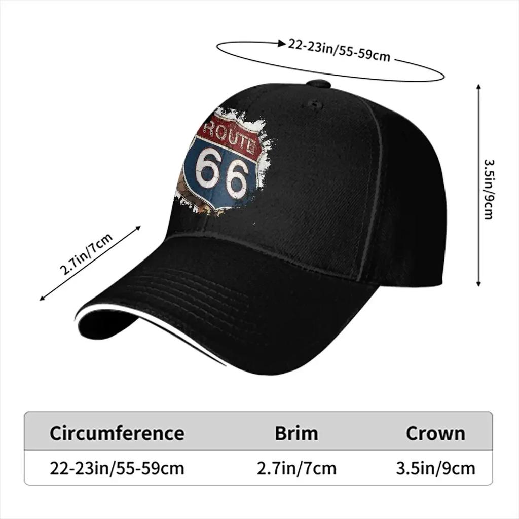 Pure Color Dad Hats Road Sign Art Casual Hat Sun Visor Caps U S Route 66 Peaked Cap