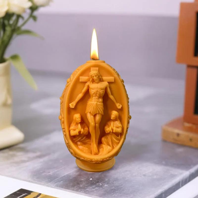 3D DIY Jesus Egg Candle Silicone Mold Virgin Mary Easter Egg Resin Mould Easter Egg Gypsum Molds Home Decor