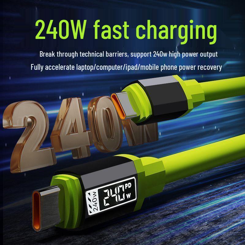 Double Type-C 240W Fast Charging Cable for Apple 15/16, Huawei, Xiaomi Laptops - 6A.