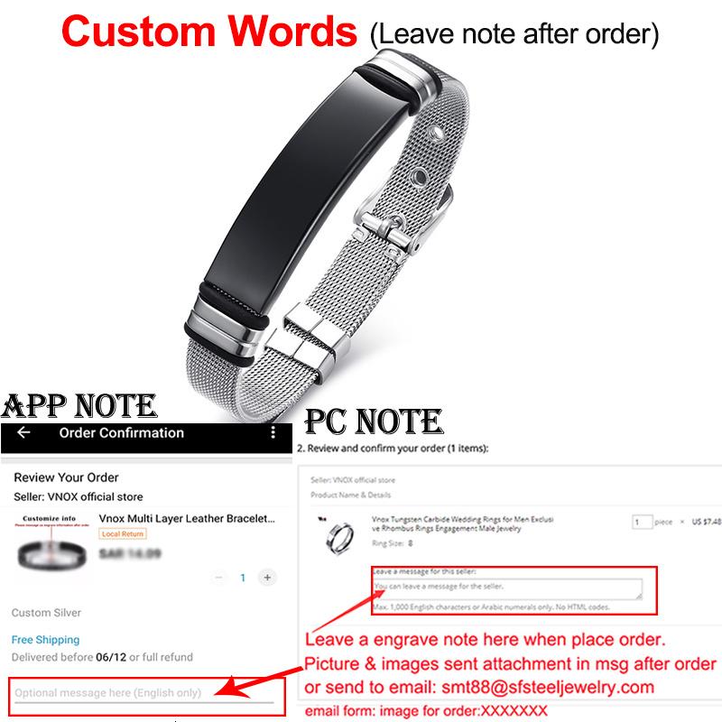 Vnox Mens Stainless Steel Custom Engrave ID Tag Bracelets Dad Gift Length Adjustable with Mesh Watch Band Jewelry Gift for Dad