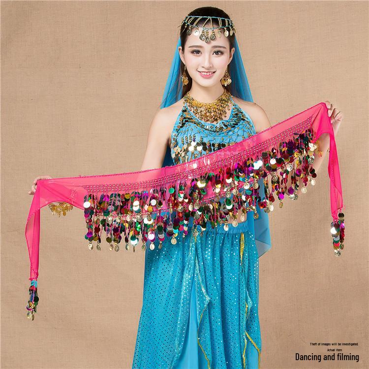 Indischer Bauchtanz Hüftgürtel mit Goldmünzen - Auftritts- & Übungskostüm-Accessoire