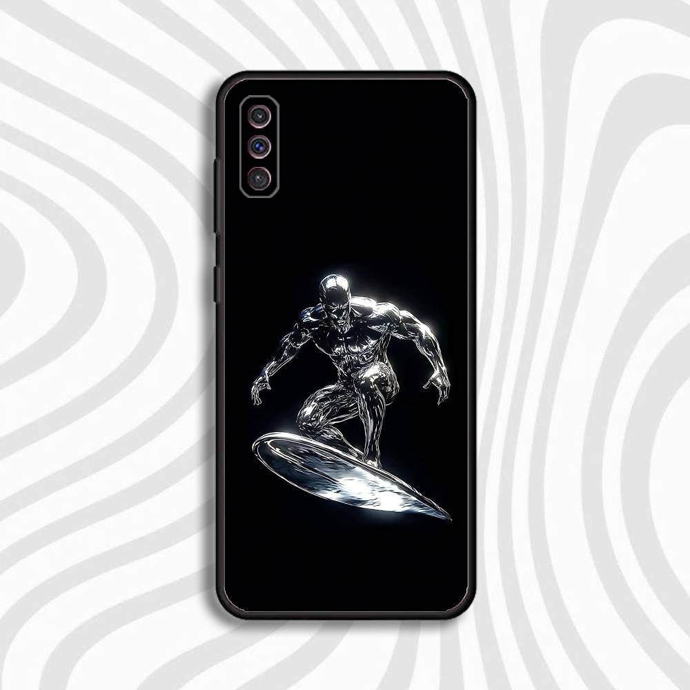 Cool S-Silver S-Surfer Phone Case For Samsung S10,S21,FE,S21,Note 20,S26,S25,S24,S23,Ultra,S9,S22,Plus Soft Silicone Black Cover