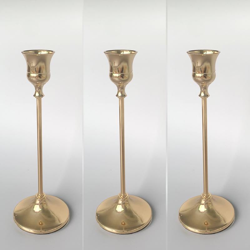 Europejski Złoty Świecznik z Kutego Żelaza - Luksusowy Romantyczny Dekor na Kolację przy Świecach