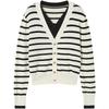 JUZUI Women's Faux Two-Piece Striped V-Neck Knit Top